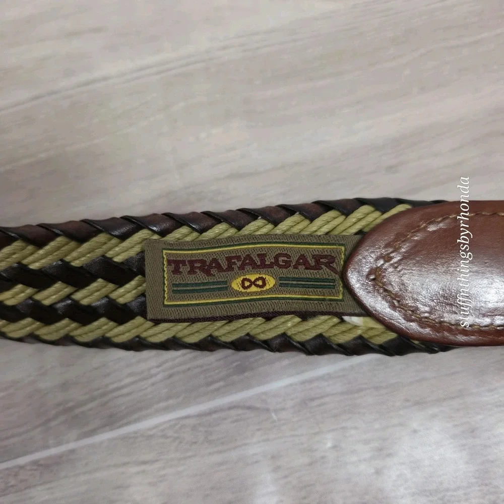 Trafalgar Braided‎ Leather/Rope Dress Belt Brown Brass Buckle Men's Size 36